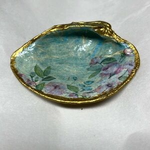 Hand Crafted Floral  Trinket Shell Dish